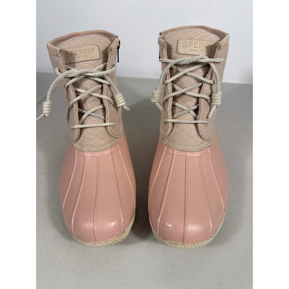 Sperry Saltwater Pink Tan Waterproof Duck Boots Thinsulate STS82038 Mens 9M